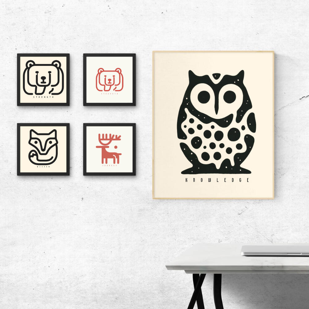 Animal-inspired wall art adds character without overwhelming the room.