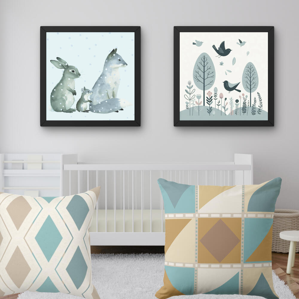 Playful Nordic bird patterns bring movement and personality into a nursery.